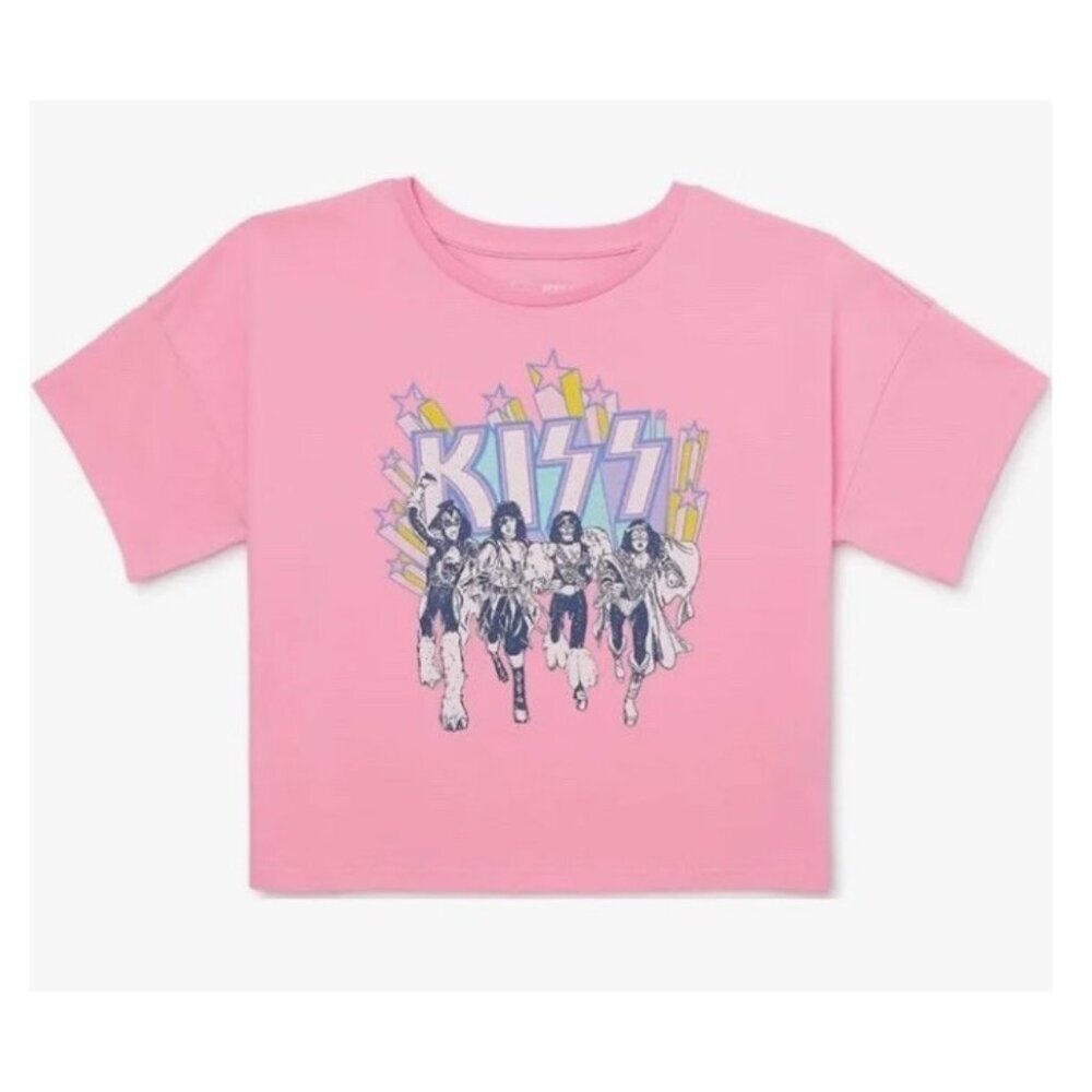 Wonder Nation Girls KISS Graphic Short Sleeve T-Shirt, Size Youth Large 10-12 - Picture 1 of 4